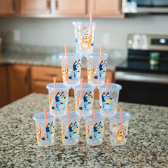The First Years vaso Bluey translúcido con nivel de bebida visible y seguro