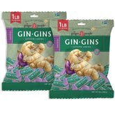 The Ginger People bolsa frontal con GIN GINS mostrando tamaño y marca
