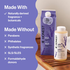 The Honest Company botella siendo rellenada desde cartón mostrando reducción de plástico