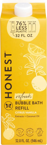 The Honest Company frasco frontal Citrus Vanilla mostrando diseño y tamaño