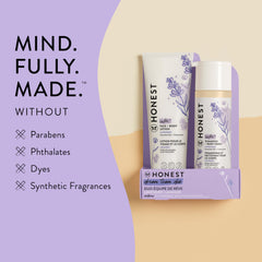 The Honest Company etiqueta con lista de ingredientes naturales y beneficios visibles