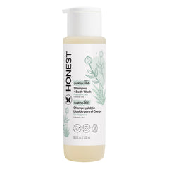 The Honest Company frasco frontal mostrando diseño y volumen 18 fl oz, ideal para familias