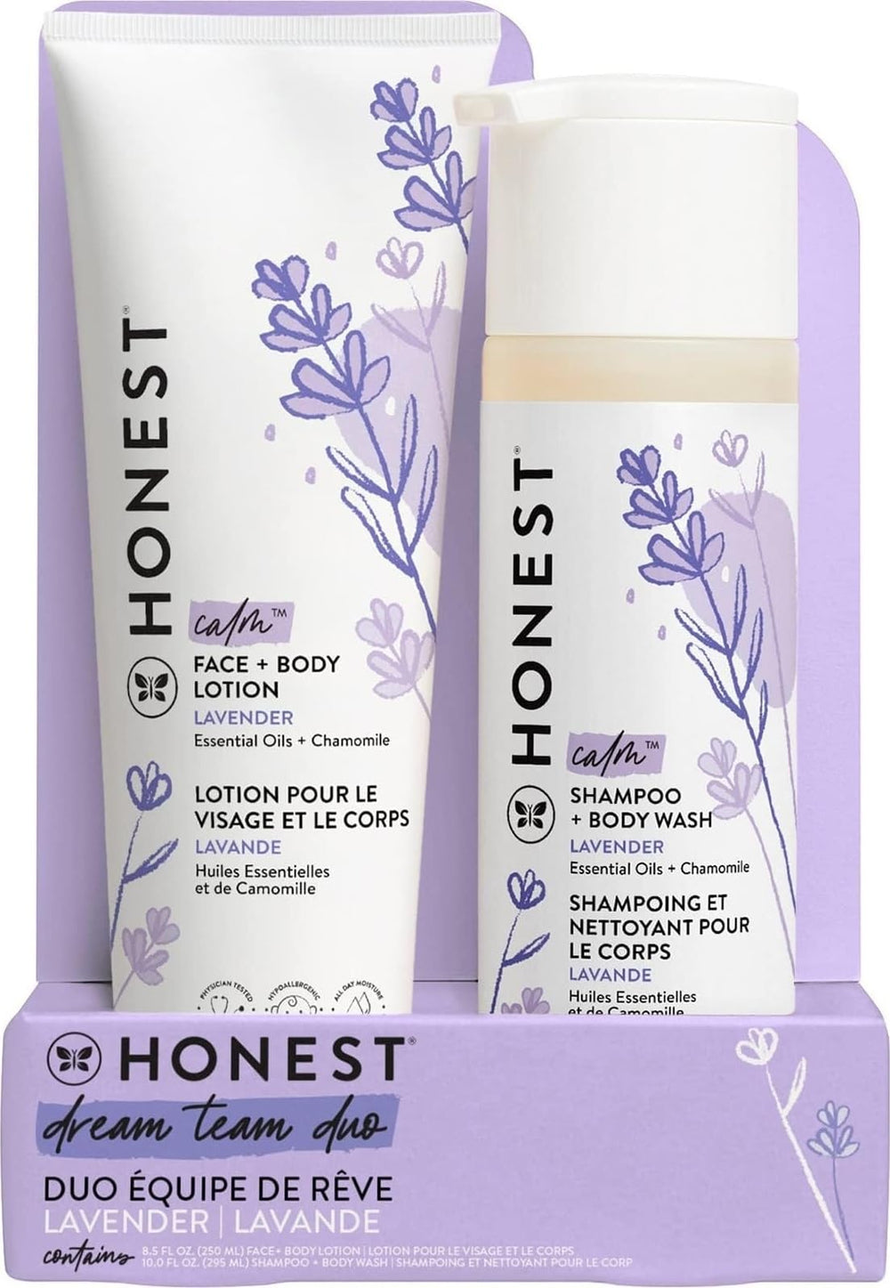 The Honest Company frente del envase Lavender Calm mostrando diseño y beneficio calmante