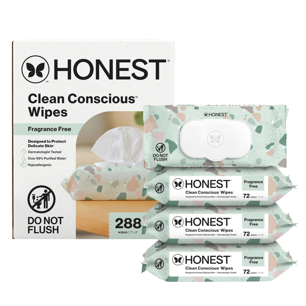 The Honest Company paquete frontal mostrando 288 toallitas y diseño Geo Mood