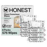 The Honest Company paquete frontal mostrando 576 toallitas y beneficio de gran cantidad