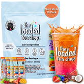The Loaded Tea Shop empaque frontal mostrando 10 sobres y beneficios claros