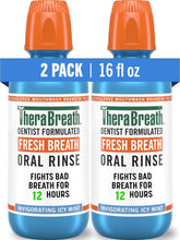 TheraBreath vista frontal del pack de 2 botellas mostrando la marca y frescor