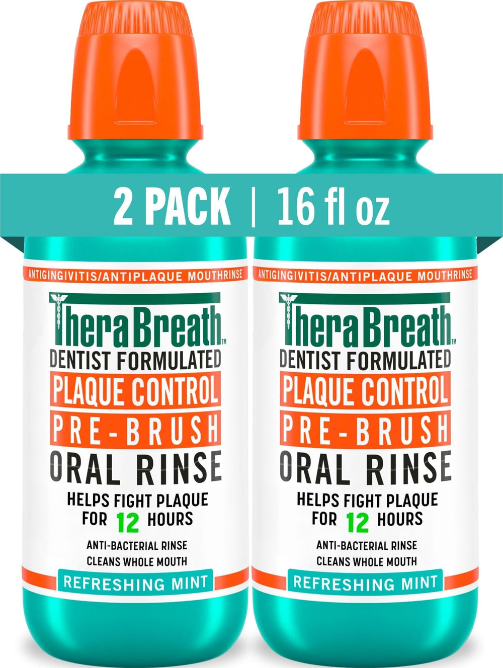TheraBreath frente del pack dos botellas mostrando formato económico y frescor