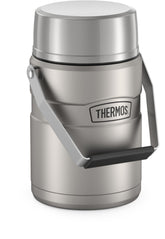 THERMOS vista frontal del frasco térmico grande con asa para transporte cómodo