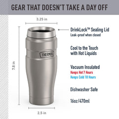 THERMOS tapa DRINKLOCK cerrada mostrando seguridad contra derrames