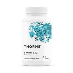 THORNE envase frontal del 5‑MTHF mostrando 60 cápsulas y marca