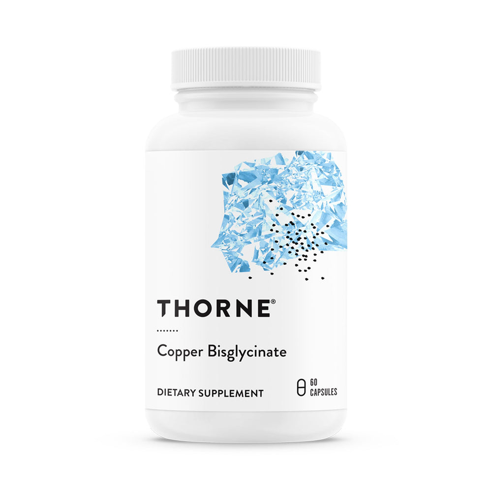 THORNE frente del envase mostrando marca y conteo de cápsulas