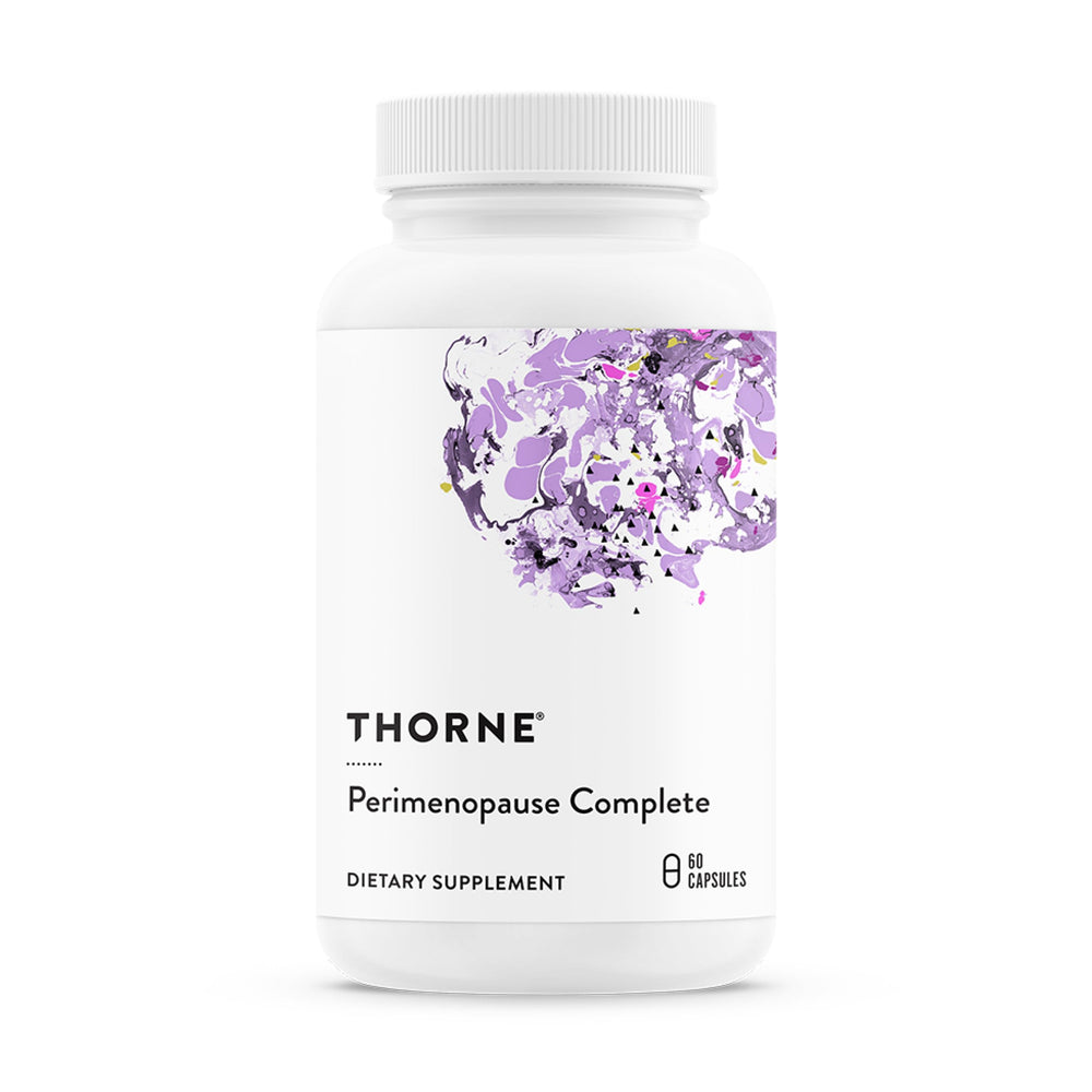 THORNE envase frontal de Perimenopause Complete mostrando presentación clara y confianza