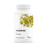 THORNE envase frontal de Vitamin D-1,000 mostrando etiqueta y beneficios