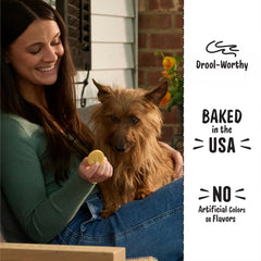 Three Dog Bakery caja resellable abierta que mantiene frescura y facilita transporte