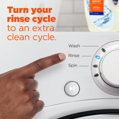 Tide Clean Boost comparación de fibra antes y después, reduce residuos visibles