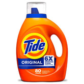 Tide botella Original frente mostrando diseño y capacidad 100 fl oz, limpieza potente