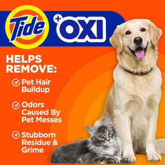Tide polvo en primer plano con textura de rápido disolvente y acción