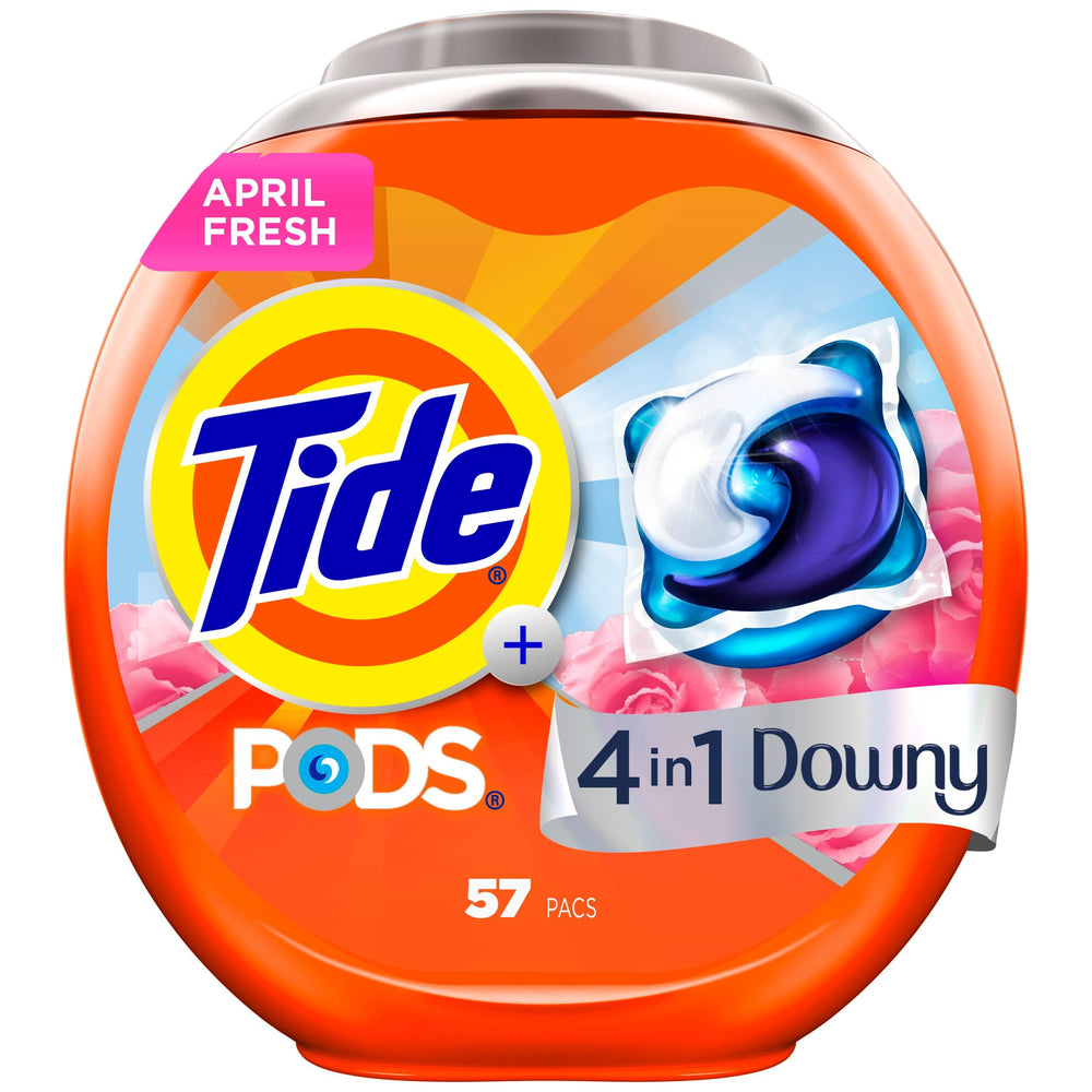 Tide paquete frontal mostrando 57 unidades y conveniencia