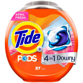 Tide paquete frontal mostrando 57 unidades y conveniencia