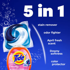 Tide cápsula dentro del tambor en uso que facilita el lavado