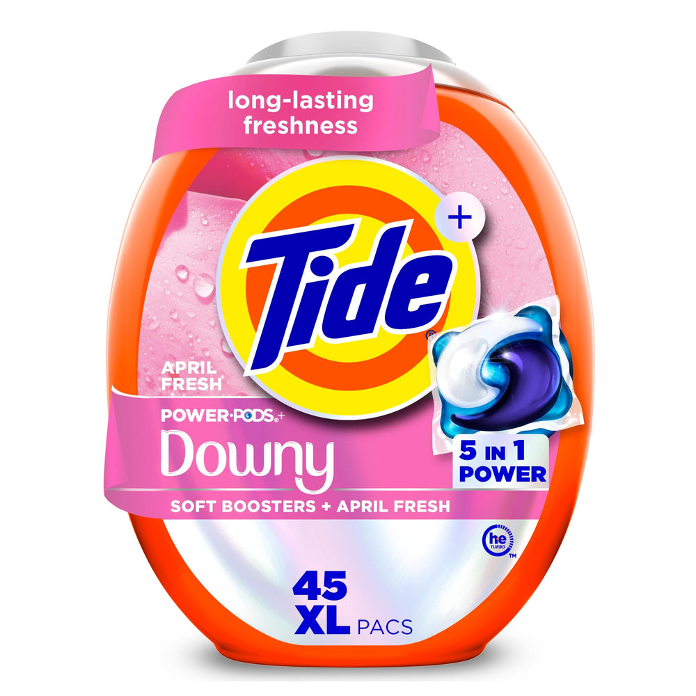 Tide frontal del paquete mostrando 45 cápsulas y conveniencia