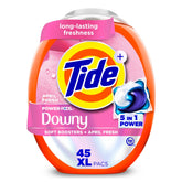 Tide frontal del paquete mostrando 45 cápsulas y conveniencia