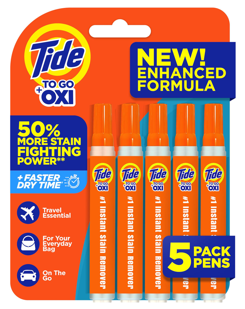Tide To Go frente del empaque mostrando el pack y portabilidad