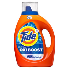 Tide frasco frontal mostrando etiqueta y beneficio limpieza potente