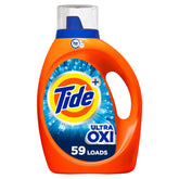 Tide bottle front packaging showing product and load count benefit