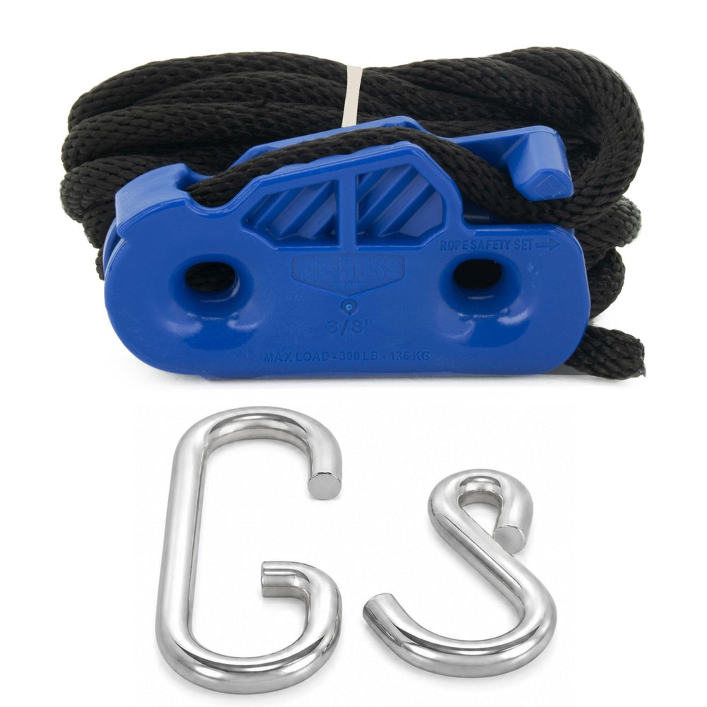 Tie Boss frontal del paquete mostrando el kit completo y fácil instalación