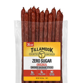 TILLAMOOK COUNTRY SMOKER empaque frontal mostrando palitos listos para comer y conveniencia