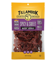 Tillamook empaque frontal Spicy & Sweet mostrando 10 oz y sabor auténtico
