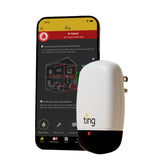Ting Fire vista frontal del sensor mostrando diseño compacto y protección