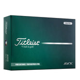 Titleist AVX frente del embalaje mostrando el diseño y beneficio de distancia