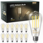TJOY pack frontal de 12 bombillas Edison mostrando diseño vintage y ahorro