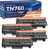TOKYOINK TN760 frontal del embalaje mostrando pack de cuatro negro y compatibilidad