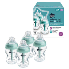 Tommee Tippee biberón frontal 9oz muestra diseño ergonómico y capacidad