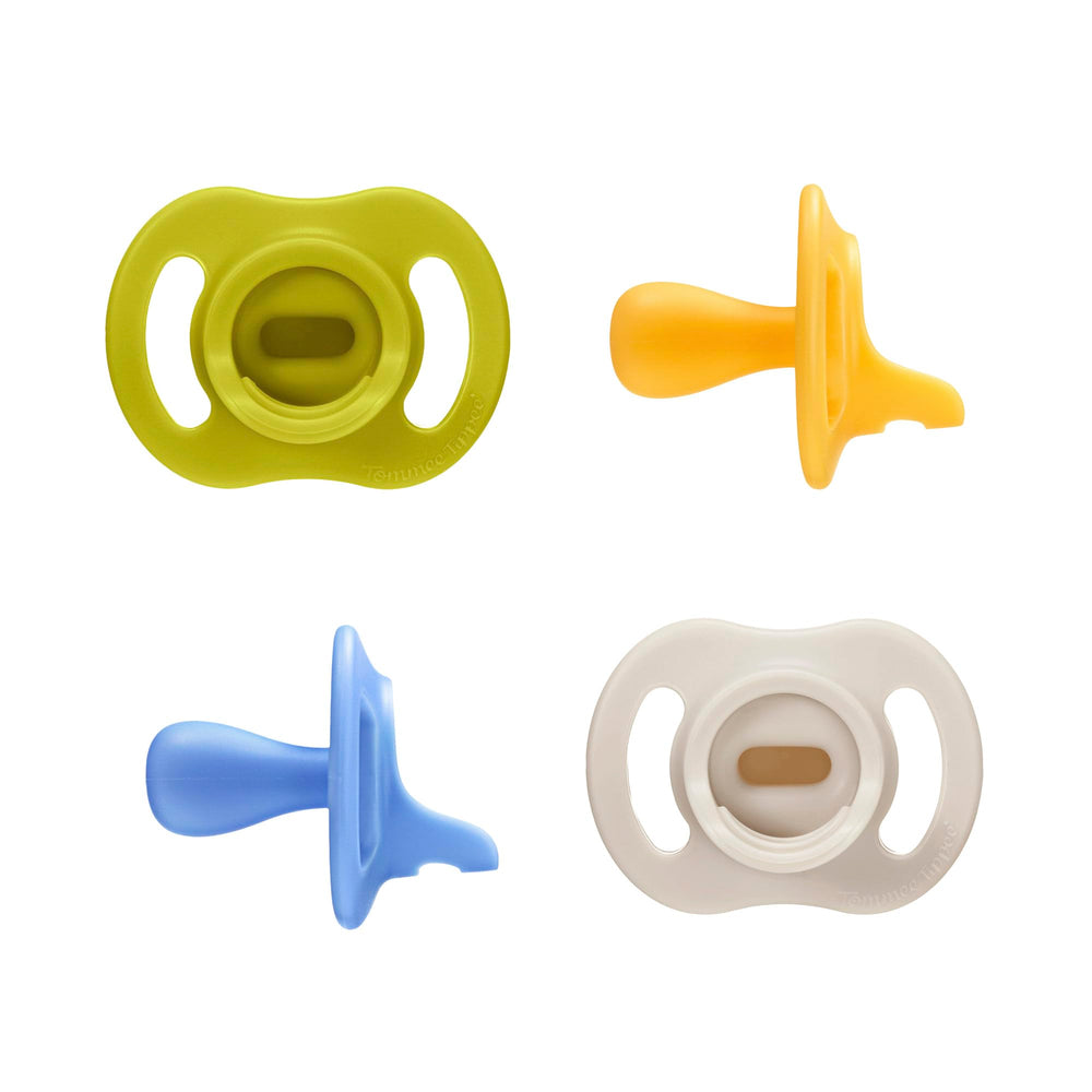 Tommee Tippee chupete frontal mostrando forma y color, comodidad inmediata