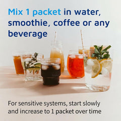 Tomorrow's Nutrition polvo mezclado en vaso claro sin sabor añadido