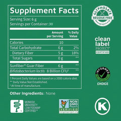 Tomorrow's Nutrition polvo de Sunfiber textura fina que facilita disolución clara