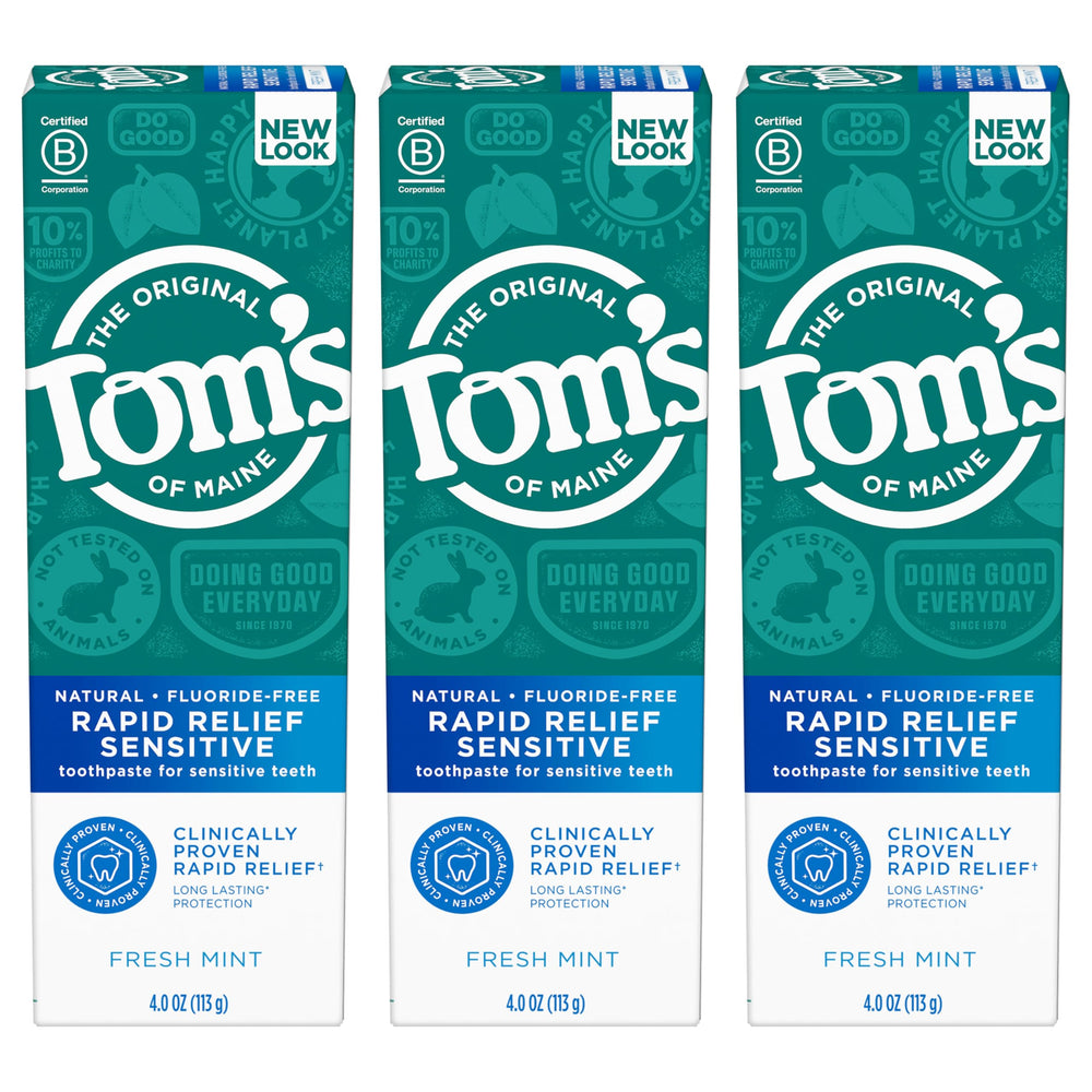 Tom's of Maine frente del empaque menta fresca mostrando beneficios