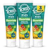 Tom's of Maine frontal del tubo naranja mango mostrando diseño y beneficio sabor agradable