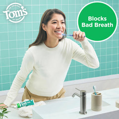 Tom's of Maine etiqueta con ingredientes y beneficio de flúor derivado
