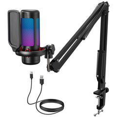 TONOR TC310+ vista frontal del micrófono y brazo, aspecto profesional