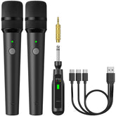 TONOR vista frontal del paquete con dos micrófonos y receptor, ideal para presentaciones