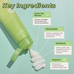 TONYMOLY aplicación facial demostrando acabado sin brillos
