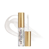 Too Faced gloss frontal mostrando brillo intenso y tamaño de viaje