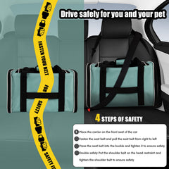 Top tasta transportín colocado en asiento de coche garantizando seguridad