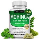 Toplux envase frontal de Moringa 1200 mg mostrando diseño y cantidad